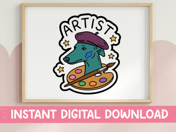 Artist Dog with Beret and Palette
