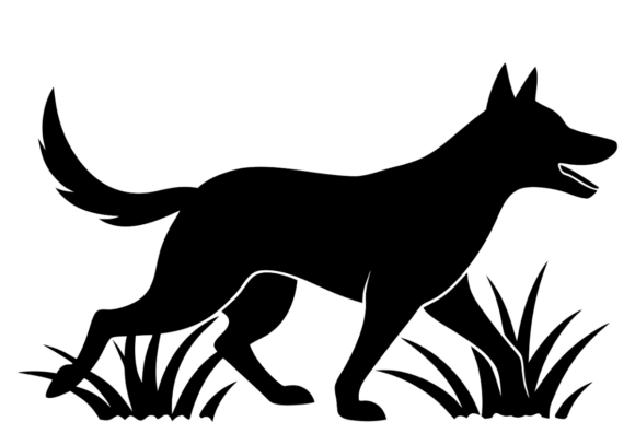 Black Silhouette of a Dog Walking