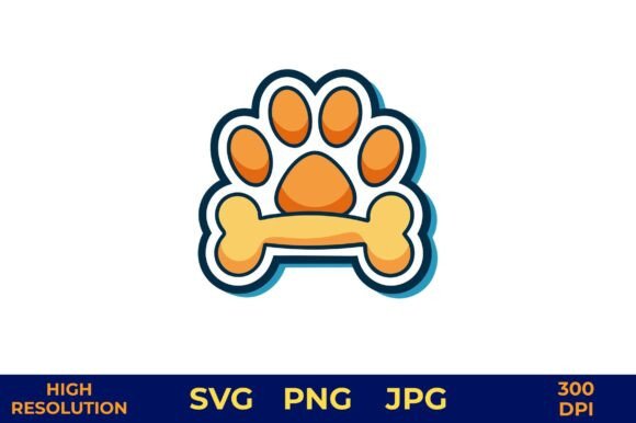 Cartoon Dog Paw Clutching a Bone