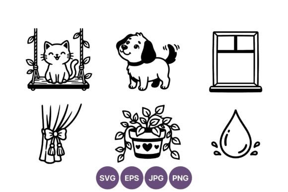 Cat and Dog Swing Window Plant Water
