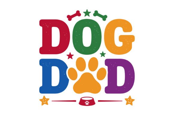Colorful Dog Dad Paw Design
