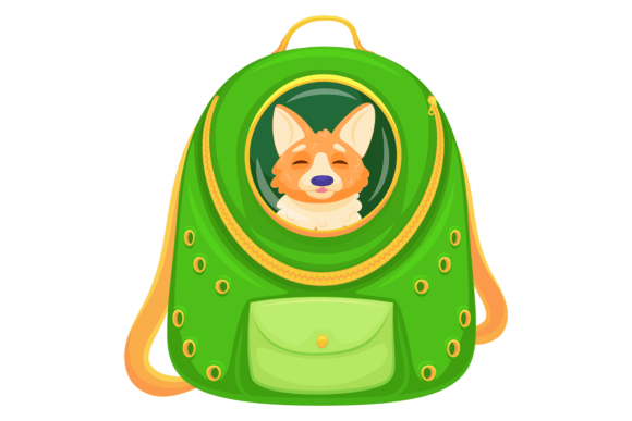 Corgi Dog Sit in Carrier Bag Cartoon Ico