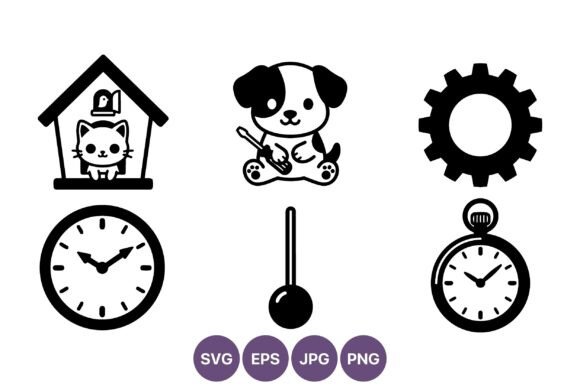 Cute Cat and Dog Clock Thermometer Gear