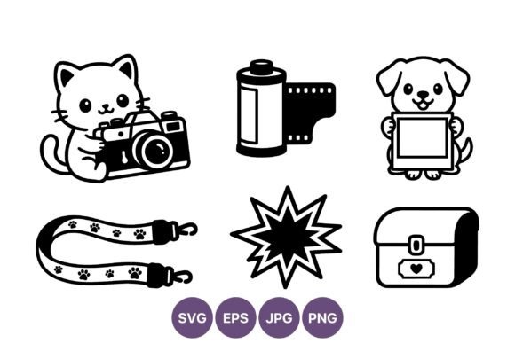 Cute Cat Camera Dog Frame Vector Review