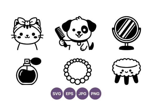 Cute Cat Dog Beauty Grooming Vector Review