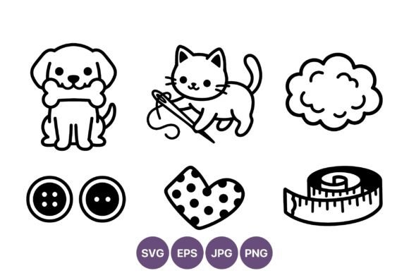 Cute Dog and Cat Sewing Vector Art Review