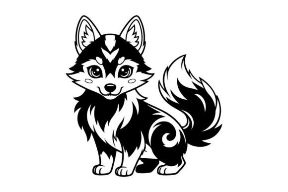 Cute Husky Dog Sitting Cartoon Vector