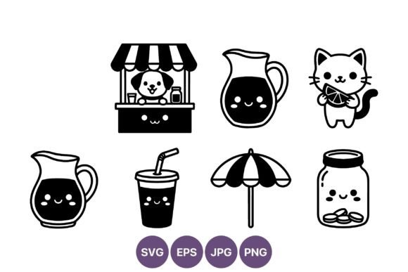 Cute Kawaii Cat Dog Lemonade Icons Review