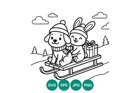 Dog and Rabbit Sled Ride Line Art Review