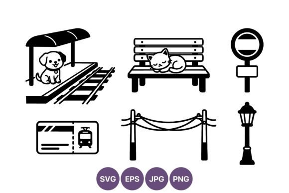 Dog at Train Station and Cat on Bench
