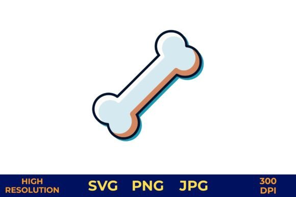 Dog Bone Vector Clipart Outline Design