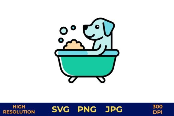Dog Enjoying Bath Time in Vibrant Tub