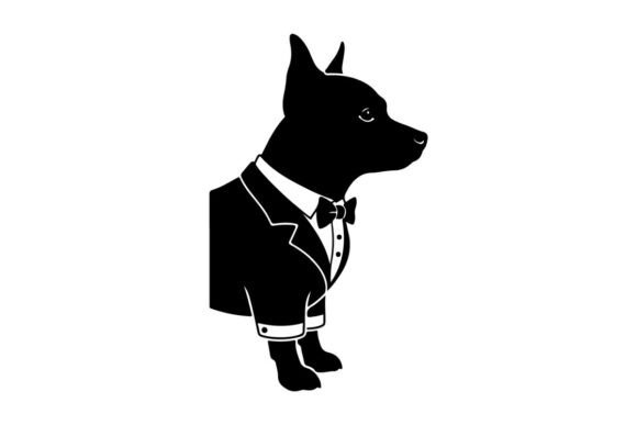 Elegant Dog in Tuxedo Bow Tie Vector Ill