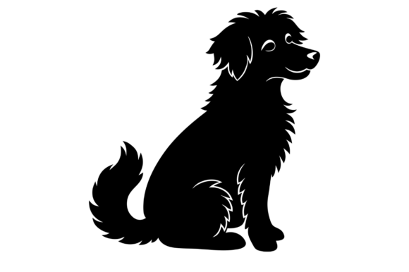 Fluffy Dog Silhouette for Embroidery Projects