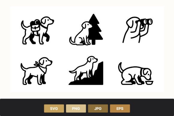 Hiking Dog Icons Set Review