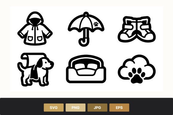 Paw Print Umbrella and Dog Coat Icons Review